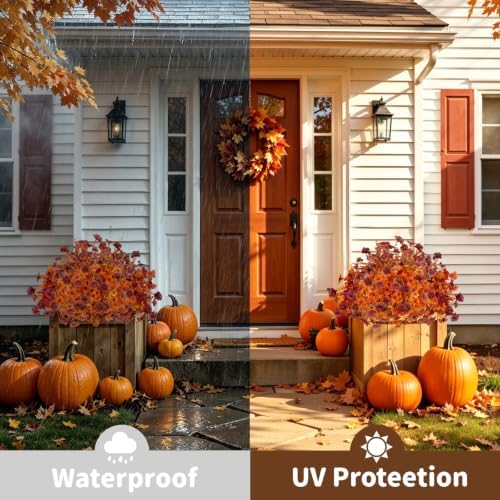 Artificial Flowers Outdoor, UV Resistant Faux Plants, Fall Decor,12 Bundles - Image 4