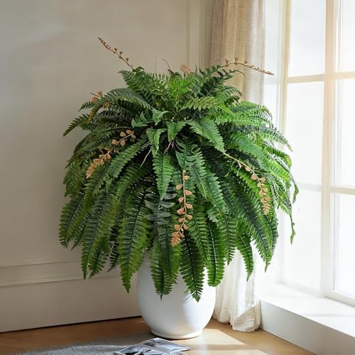 2pcs 48in 88 Blades Artificial Boston Ferns for Outdoors Large, UV Resistant Faux Outdoor Plants,Weatherproof Fake Ferns Plants Outdoor Indoor for Garden Porch Patio Home Decor - Image 6