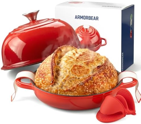 9.5-Inch Enameled Cast Iron Sourdough Bread Oven, Dome Lid,Red by Unknown