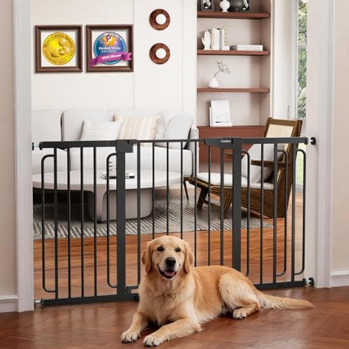 Cumbor 30.4-56.8" Extra Wide Baby Gate, Auto Close Dual Lock Dog Gate Black by Cumbor