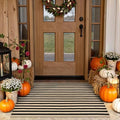 Fall Front Door Mat 2.3'x3.6', Cotton Washable Striped Outdoor Rug by Sungea