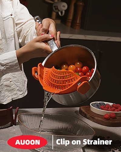 AUOON Pot Strainer Clip on Silicone, Large 10.45 x 4.33 in, Black - Image 6