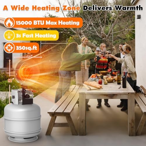 SISUPASSIE 15000BTU Propane Heater, Portable Propane Heater for Outdoor Use with 3 Adjustable Modes and Safety Shut-off Valve for Patio, Camping, Fishing, Garage - Image 3