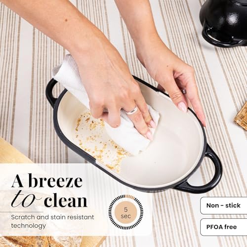nuovva Dutch Oven For Sourdough Bread Baking – Enamelled Cast Iron Bread Loaf Pot – Oven Safe Non Stick Bread Pot – Rectangular, Black, 24cm x 16cm - Image 4