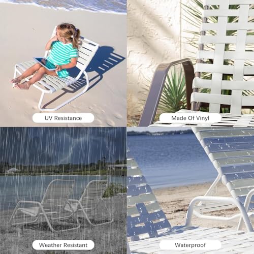 LukLoy 2" Wide 20ft Long Vinyl Straps for Patio Chairs Repairs, White - Image 4