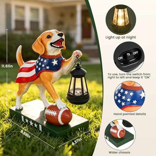 Solar Dog Garden Statues with Clearance Lights, 11" Dog Figurine Home Decor - Image 2