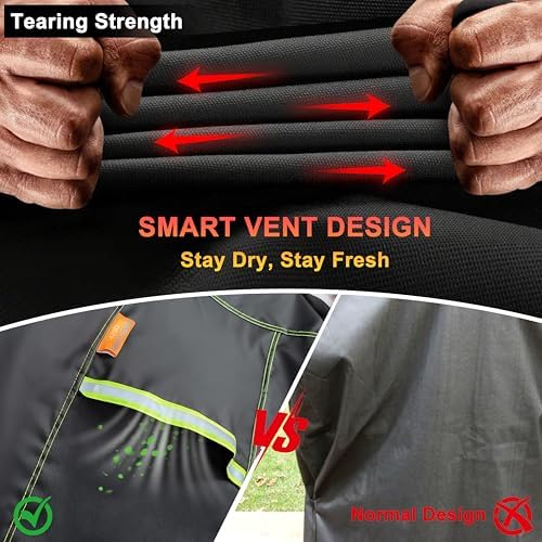 Grill Cover for Outdoor Grill, 48 Inch BBQ Grill Cover 420D Heavy Duty Waterproof with Air Vents/Handles/Straps, Weather Resistant Barbecue Gas Grill Cover for Weber, Genesis, Charbroil, etc - Image 6