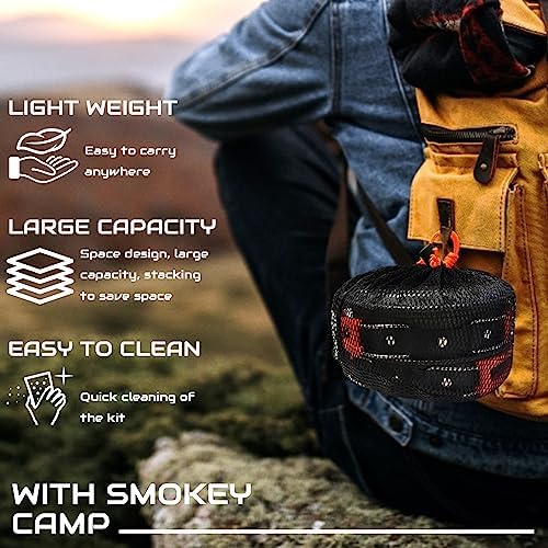 7Pcs Camping Pan Set - Backpack Cookware Pot and Pans Set, Survival Cooking Kit for Hiking, Picnic - Image 4