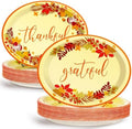Qyeahkj 50 PCS Thanksgiving Oval Paper Plates Large 11” Heavy Duty Disposable Give Thanks Plates Fall Party Decorations Autumn Maple Leaf Serving Tray Fall Party Tableware Set by Qyeahkj