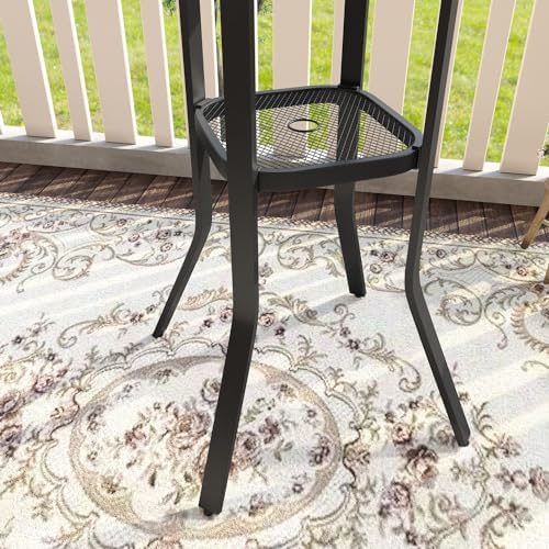 VICLLAX 35.5" Round Outdoor Bar Table, Bar Height Patio Table with Adjustable Umbrella Hole for Balcony, Grey Wood-Like - Image 6