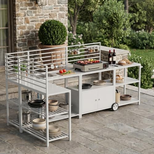 Modular Outdoor Kitchen Island with Sink, 5Pcs Prefab Outdoor Cabinets Kit by Rotihom