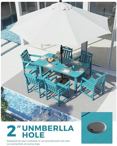 Ciokea HDPE Outdoor Patio Dining Table, All-Weather Furniture, Lake Blue - Image 3