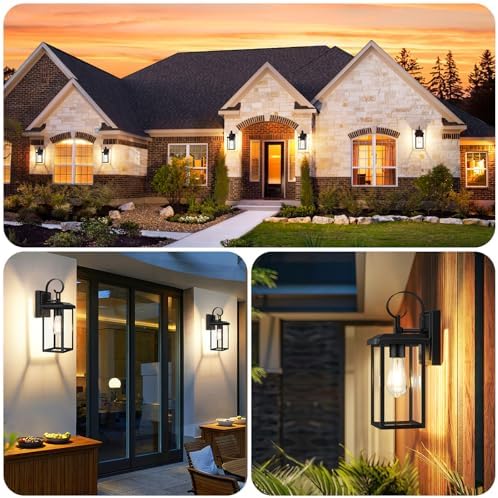 BesLowe 2-Pack 15” Outdoor Wall Light Fixtures, Black Modern Porch Sconces - Image 6