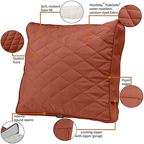 Classic Accessories Montlake FadeSafe FadeSafe Patio Chair/Loveseat Back Quilted Cushion, 25 x 22 x 4 Inch, Spice - Image 3