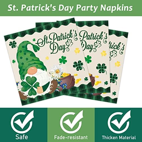 Wiooffen 96 Pcs St. Patrick’s Day Plates and Napkins Green Shamrock Gnome Lucky Tableware Set Irish Festival Party Supplies Table Decorations for 24 Guests - Image 3