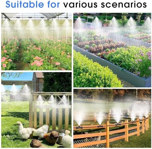 Misting Cooling System, 26FT (8M) Misting Line + 7 Brass Mist Nozzles + Brass Adapter(3/4") Outdoor Mister for Patio Garden Greenhouse Trampoline for Waterpark - Image 7