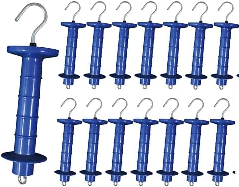 15 Pack Electric Fence Insulated Plastic gate Handle with Internal Spring and Double Ring end, Blue，for Electric Fence Gate Livestock Fence Agricultural Fencing and Pasture by EFencSolv