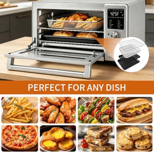 Air Fryer Accessories for Nuwave Bravo XL Pro Air Fryer Toaster Oven 30QT, Air Fryer Baking Pan Tray Basket Wire Rack Grill Racks Baking Tray Replacement Parts Set Kit - Image 7