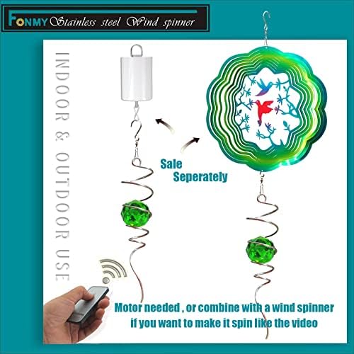 Fonmy Gazing Ball Spiral Tail -Decorative Wind Spinner Sun Catcher Rainbow Maker 11 inch Tail and 2 inch Green Crystal Orb. Indoor Outdoor Garden Decoration -13 inch Height - Image 4