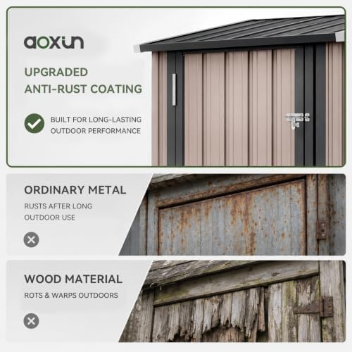 Aoxun 3x2 FT Outdoor Storage Shed, Shed with Sloping Roof, Brown - Image 7