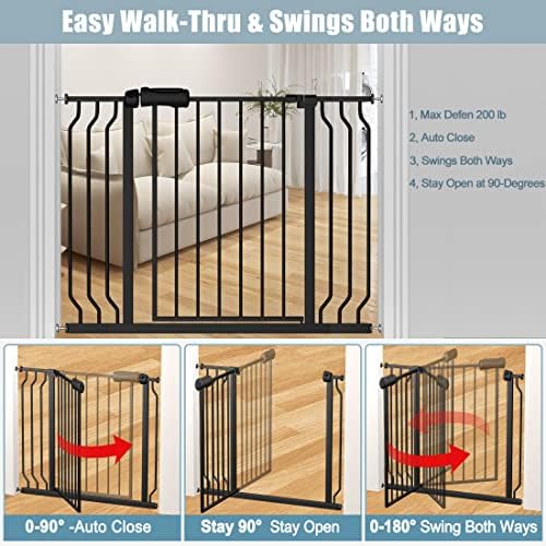 Extra Wide Baby Gate 53-62 Inch Black Walk THR Dog Gates Doorways House No Drill Pressure Mounted Auto Close Long Child Safety Gate for Kids and Pet - Image 5