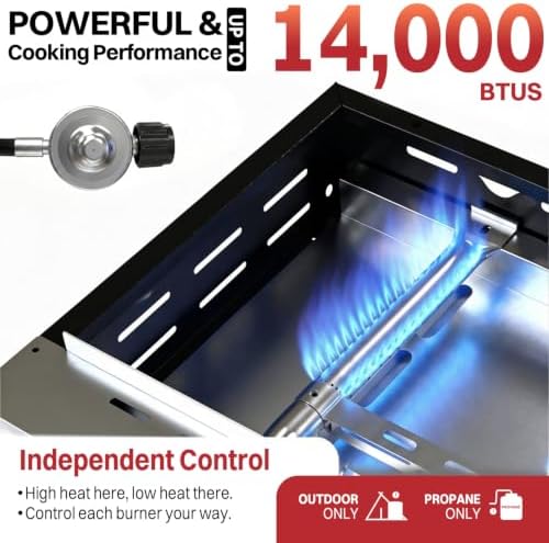 Pipopa 2-Burner Propane Griddle,Portable Flat Top with Wheels & Hood - Image 4