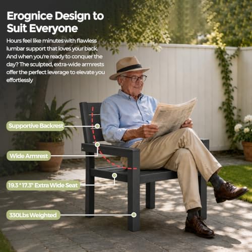 5-Piece Patio Dining Set for 4, Wood-Grain HDPE Outdoor Table and Chairs - Image 4