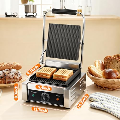 1800W Indoor Electric Grill & Double-Sided Griddle, 50-300°C Adjustable Temperature, 9.1x9.4" Non-Stick Surface for Grilling Steak, BBQ, Sandwiches & Panini, Commercial & Home Kitchen Use - Image 7