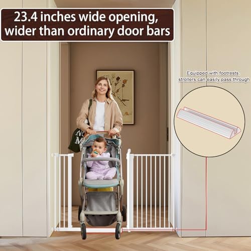 DEARBB Extra Wide Baby Gate Ultra Narrow Spacing 30.11-77.36" Pressure Mounted Double Lock Swing Auto Close Walk Through Metal Safety Pet Gate for Stairs and House Doorway Kitchen - Image 3