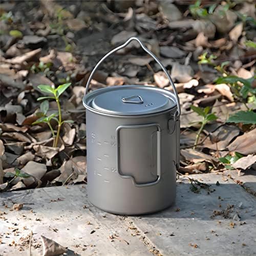 750ml/26oz Titanium Camping Pot with Lid and Foldable Handle, Ultralight Camping Mug for Hiking, Backpacking, Outdoor Cooking, and Travel - Image 6