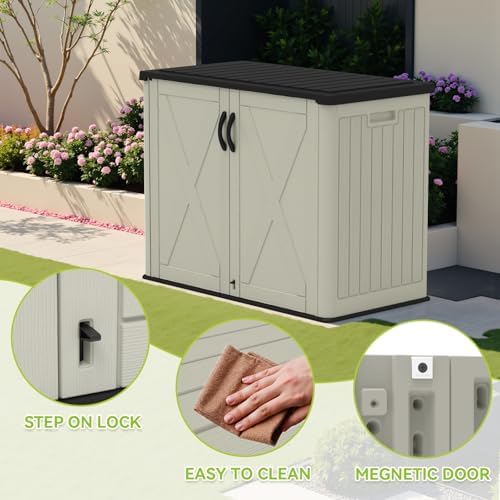 Devoko 26 Cu Ft Resin Outdoor Storage Cabinet, Plastic Horizontal Shed - Image 3