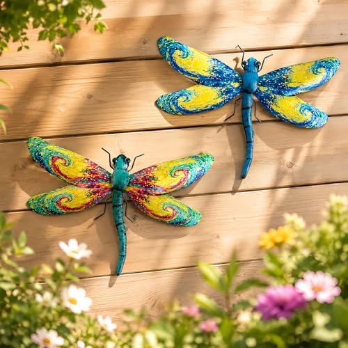 LIFFY Metal Dragonfly Wall Decor Set of 2 for Outdoor Garden & Home - Image 3
