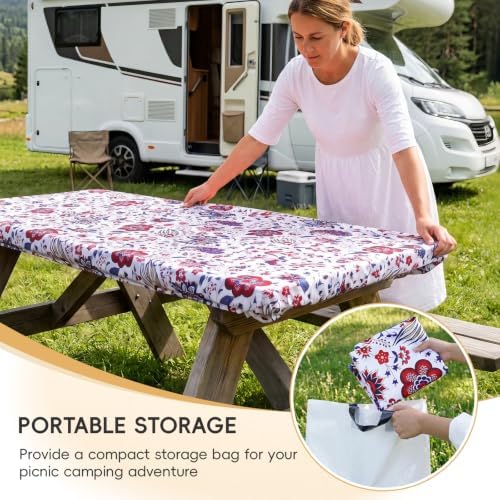 SquarePie 6FT Picnic Table Cover with Bench Covers, Vintage Boho Floral - Image 6