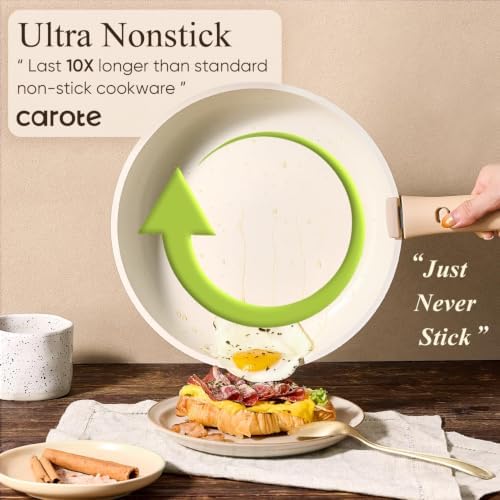 CAROTE Pots and Pans Set Non Stick, Detachable Handle Cookware, 21pcs,White - Image 3
