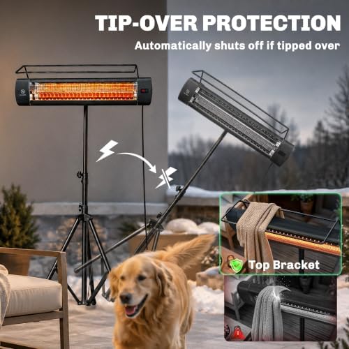Outsunny Electric Patio Heater 1500 W Free Standing IP65 Waterproof Black - Image 6
