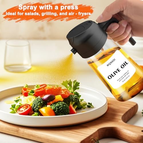 Olive Oil Sprayer for Cooking, 16oz Glass 2 in 1 Oil Dispenser Bottle - Image 6