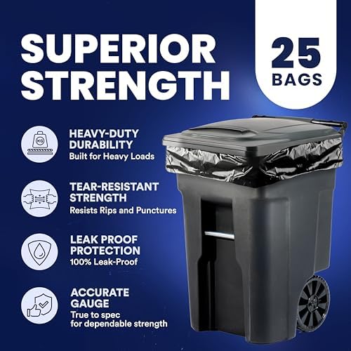 Plasticplace 95-96 Gallon Garbage Can Liners │ 2 Mil │ Black Heavy Duty Trash Bags │ 61” x 68”, 25 Count - Image 4