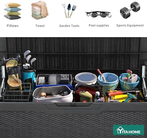 YITAHOME 100 Gallon Large Resin Deck Box Outdoor Storage Boxes for Patio - Image 4
