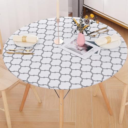 Romanstile Round Fitted Vinyl Tablecloth with Elastic Edge 100% Waterproof - Image 6