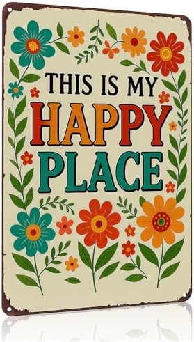 FunnySign Garden Gifts This Is My Happy Place Garden Vintage Tin Sign for Home Greenhouse Patio Yard Decor 8x12 Inch by Funnysign