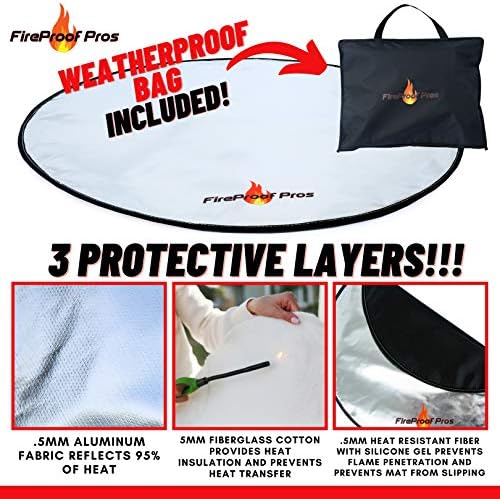 Fireproof Pros 36" Fire Pit Protector for Deck or Patio, Thick Heat Resistant Deflector, Triple Layer BBQ Mat - Image 3