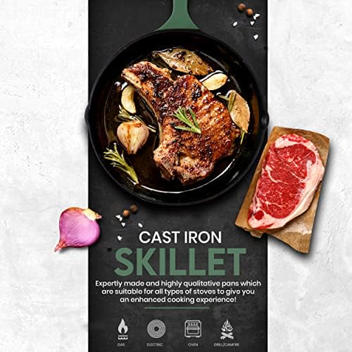 Utopia Kitchen Cast Iron Skillet Set 3 Piece 6 8 10 Inch PFAS-Free Green - Image 5