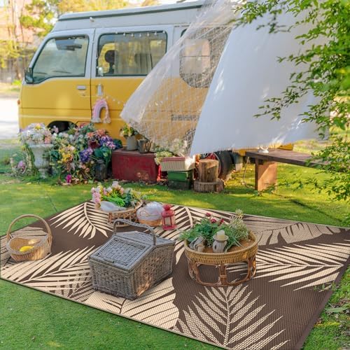 GENIMO Outdoor Rug, Waterproof Plastic Rugs for Patio, 4'x6' Coffee Beige - Image 3