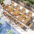 Outdoor Dining Set for 10, Aluminum Patio HDPS Outdooor Table and Chairs Set with Umbrella Hole, All Weather Patio Furniture Set, 12 Peice Patio Dining Table Set (White & Teak) by ComfCove