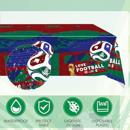 41Pcs Soccer Party Decorations 2026 Soccer Party Supplies Football Soccer Theme Plates Napkins Tablecloth,for Watch Party Game Day Kids Birthday Global Soccer Celebration Supplies - Image 5