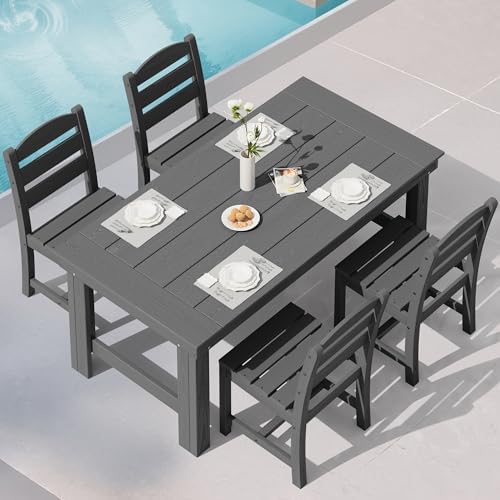 SERWALL HDPE Outdoor Dining Table and Chairs Set for 4 by SERWALL