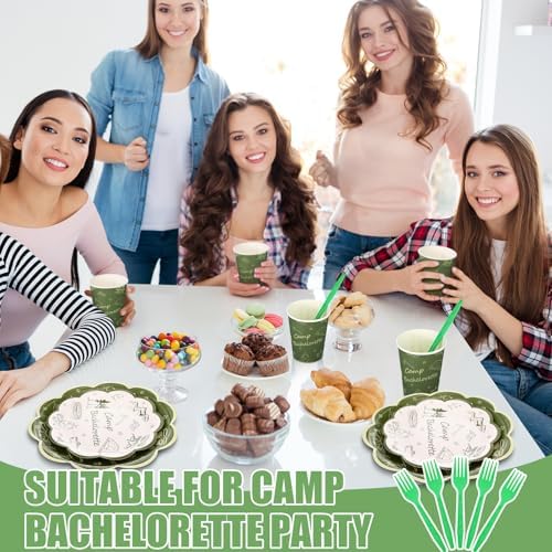 Zubebe 175 Pcs Camp Bachelorette Plates Cups Napkins Sets Serves 25 - Image 4