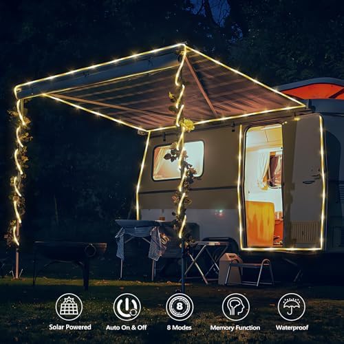 Solar Rope Lights, 33ft 100LED Solar String Lights, 8 Modes, Waterproof - Image 2