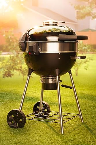 Napoleon NK18 Premium Charcoal Kettle Grill, Black, Porcelain-Enameled Lid and Bowl, Chrome-Plated Cooking Grid - Image 3
