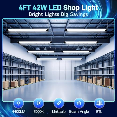 hykolity 4 Pack 4FT LED Shop Light,4400LM,5000K Daylight - Image 2